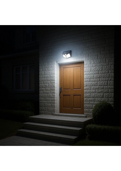 Blancos Güneş Enerjili Solar Bahçe Aydınlatma Hareket Sensörlü Duvar Aplik Beyaz LED Işık