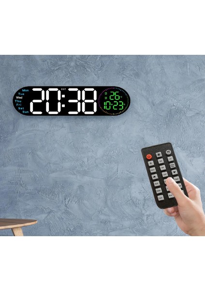 LED Dijital Kumandalı Duvar Saati Büyük Ekran
