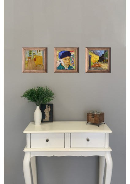 Renkli 3'lü Taş Tablo Seti, 28X28 Cm, Şık Dekorasyon Parçaları modelleri