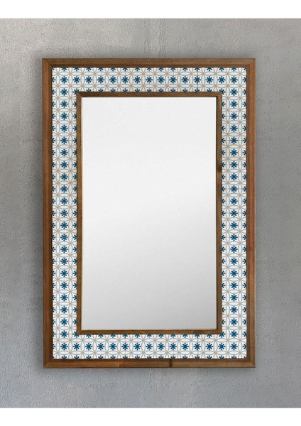 Turuncu Renkli Masif Çerçeveli Mozaik Taşlı Büyük Ayna 43X63 cm