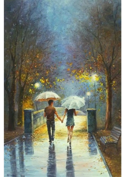 Renkli Aşıklar Marcel Sanat Elmas Mozaik Tablo 46X69CM