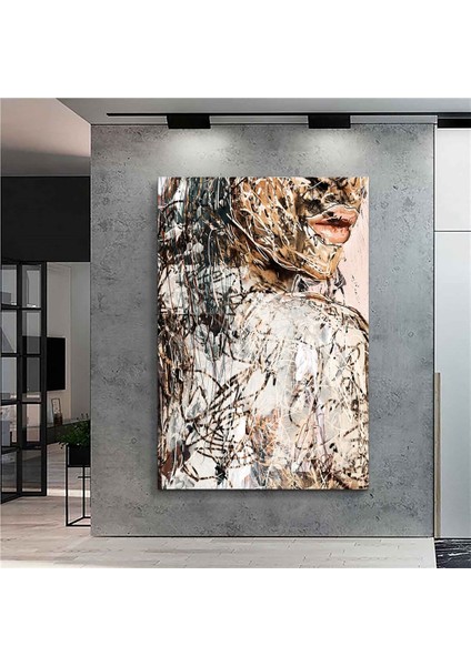 Renkli ve Sanatsal Kadın Kanvas Tablo, Şık Dekoratif Duvar Süsü