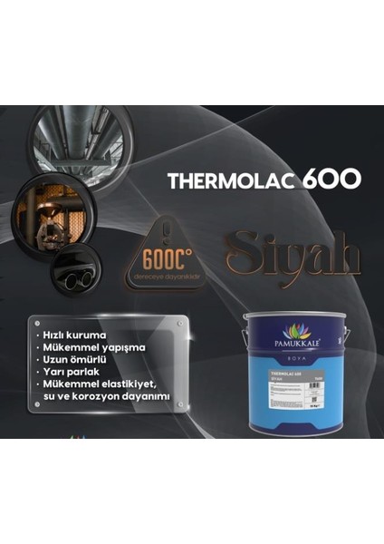 Thermolac 600 Derece Isıya Dayanıklı Boya 5 kg Siyah fiyatları