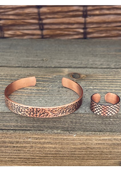 Ayarlanabilir Ölçü Saf Bakır Bileklik Yüzük Seti Bakır Bileklik Bakır Yüzük Set