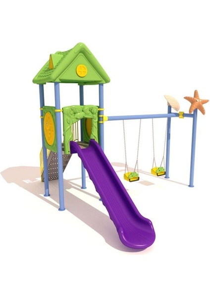 Çocuk Oyun Parkı - Tek Kaydıraklı 2'li Salıncaklı Ev Çatılı Model fiyatları