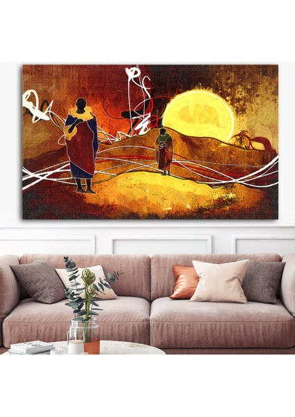 Büyük Boy Çölde Gün Batımı Temalı Dekoratif Kanvas Tablo 100X150CM