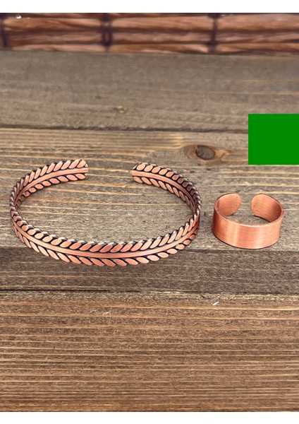 Ayarlanabilir Ölçü Saf Bakır Bileklik Yüzük Seti Bakır Bileklik Bakır Yüzük Set