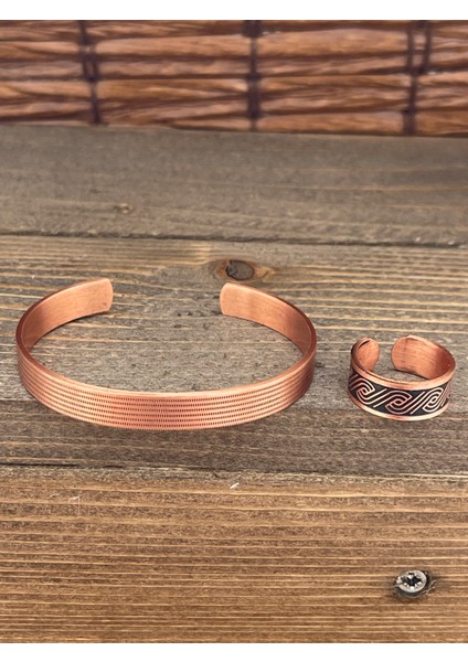 Ayarlanabilir Ölçü Saf Bakır Bileklik Yüzük Seti Bakır Bileklik Bakır Yüzük Set