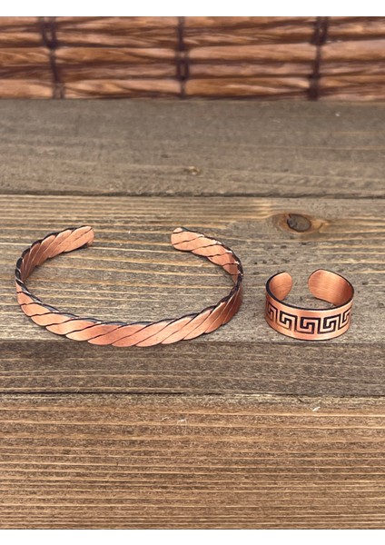 Ayarlanabilir Ölçü Saf Bakır Bileklik Yüzük Seti Bakır Bileklik Bakır Yüzük Set