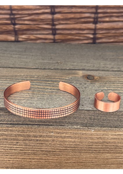 Ayarlanabilir Ölçü Saf Bakır Bileklik Yüzük Seti Bakır Bileklik Bakır Yüzük Set