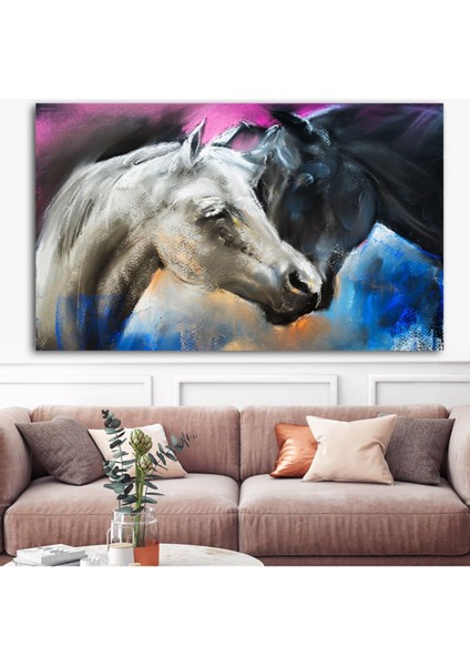 Renkli Atlar Kanvas Tablo 100X150CM, Şık ve Canlı Dekorasyon Parçası
