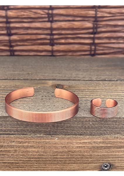 Ayarlanabilir Ölçü Saf Bakır Bileklik Yüzük Seti Bakır Bileklik Bakır Yüzük Set