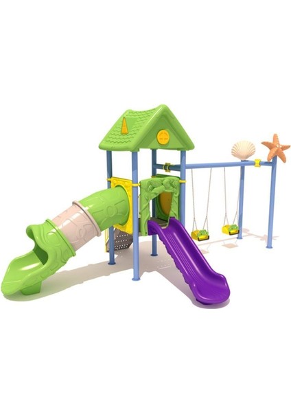 Çocuk Oyun Parkı 2 Kaydıraklı - 2'li Salıncaklı Ev Temalı Model fiyatları