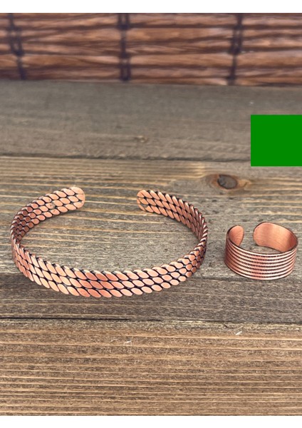Ayarlanabilir Ölçü Saf Bakır Bileklik Yüzük Seti Bakır Bileklik Bakır Yüzük Set