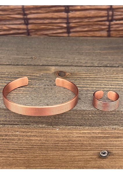 Ayarlanabilir Ölçü Saf Bakır Bileklik Yüzük Seti Bakır Bileklik Bakır Yüzük Set