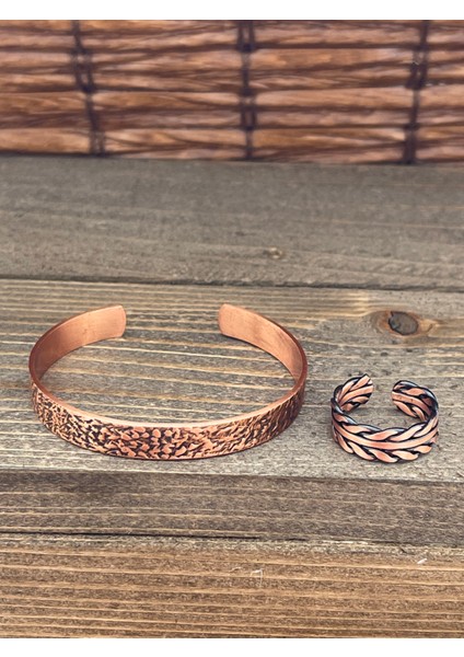 Ayarlanabilir Ölçü Saf Bakır Bileklik Yüzük Seti Bakır Bileklik Bakır Yüzük Set