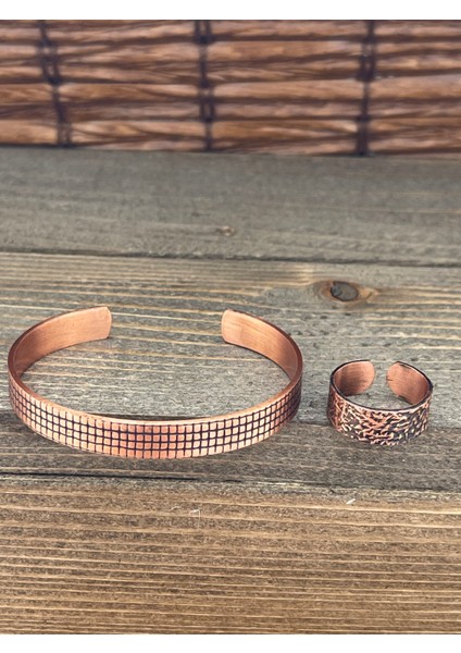 Ayarlanabilir Ölçü Saf Bakır Bileklik Yüzük Seti Bakır Bileklik Bakır Yüzük Set