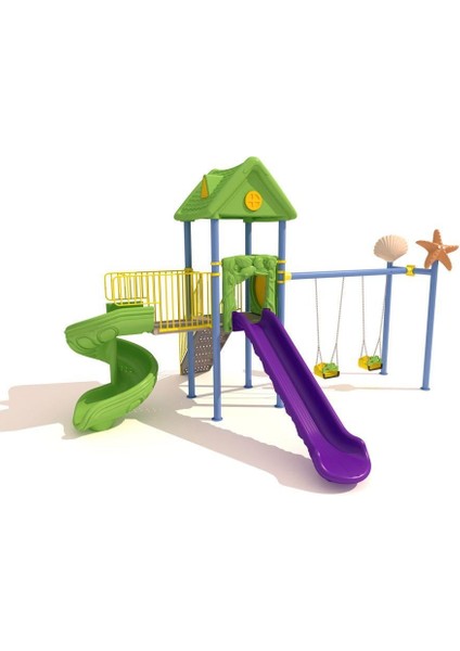 Çocuk Oyun Parkı ENJ01900 - Iki Kaydıraklı Ev Temalı Model fiyatları