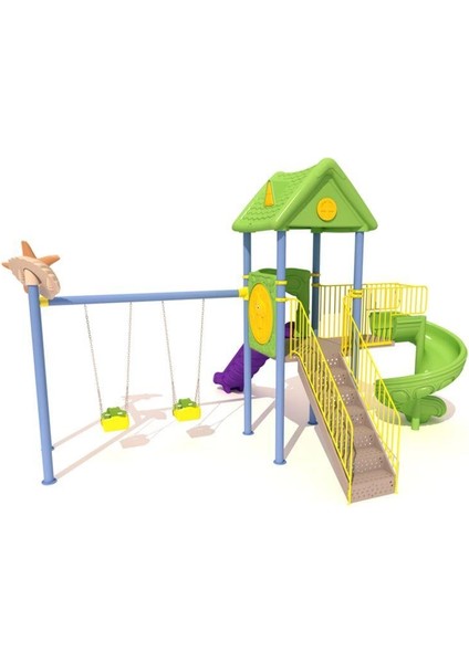 Çocuk Oyun Parkı ENJ01900 - Iki Kaydıraklı Ev Temalı Model modelleri