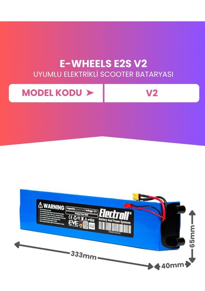 E-Wheels E2S V2 Uyumlu Batarya (Maksimum Kapasite) 36V 12.800MAH Elektrikli Scooter Bataryası fiyatları