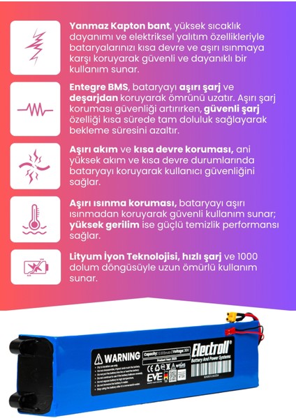 E-Wheels E2S V2 Uyumlu Batarya (Maksimum Kapasite) 36V 12.800MAH Elektrikli Scooter Bataryası modelleri