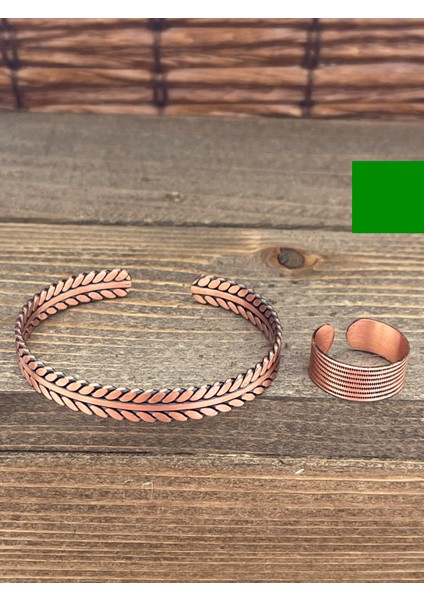 Ayarlanabilir Ölçü Saf Bakır Bileklik Yüzük Seti Bakır Bileklik Bakır Yüzük Set