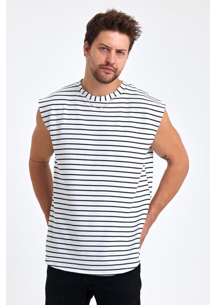 Sıfır Kol Oval Kesim Kolsuz Likralı Tişört