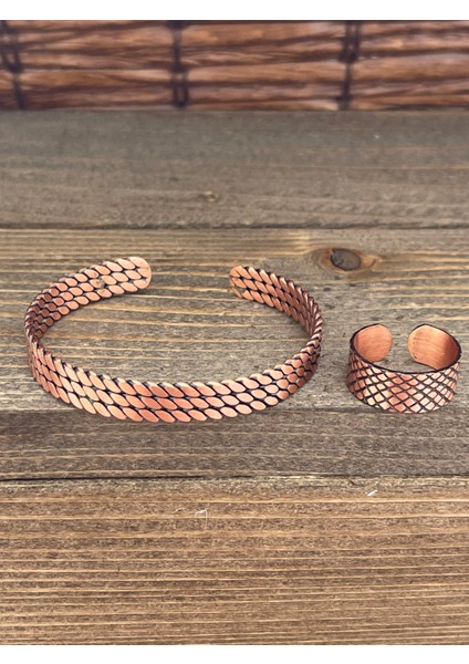 Ayarlanabilir Ölçü Saf Bakır Bileklik Yüzük Seti Bakır Bileklik Bakır Yüzük Set
