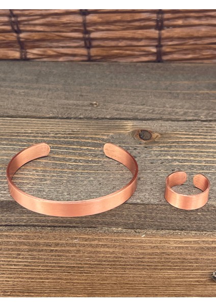 Ayarlanabilir Ölçü Saf Bakır Bileklik Yüzük Seti Bakır Bileklik Bakır Yüzük Set