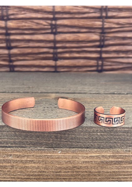 Ayarlanabilir Ölçü Saf Bakır Bileklik Yüzük Seti Bakır Bileklik Bakır Yüzük Set