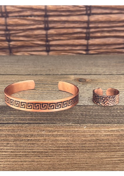 Ayarlanabilir Ölçü Saf Bakır Bileklik Yüzük Seti Bakır Bileklik Bakır Yüzük Set