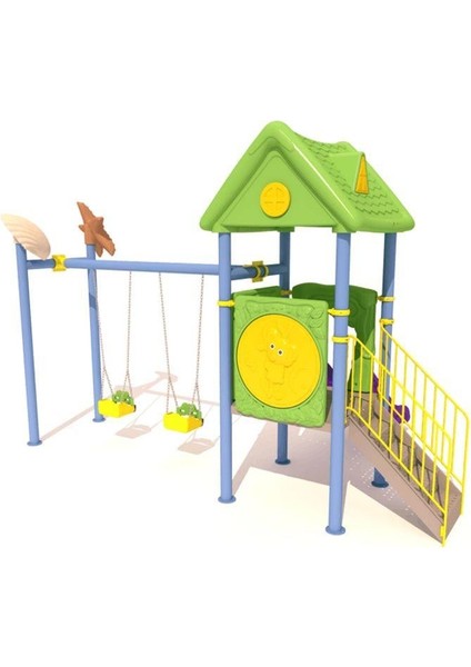 Bir Kaydıraklı 2 Salıncaklı - Deniz Yıldızı Figürlü Çocuk Oyun Parkı Modeli fiyatları