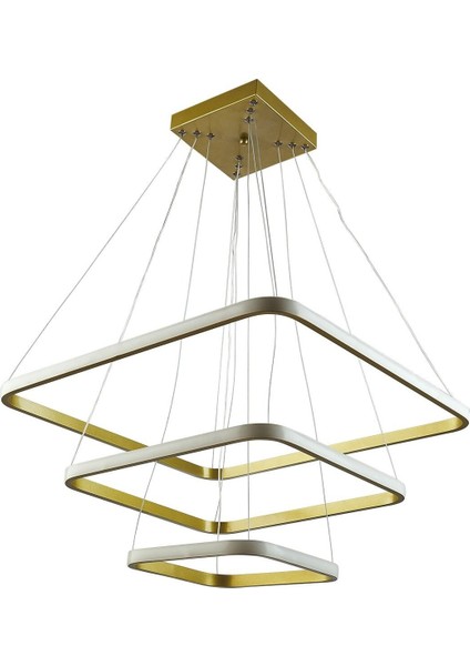 Modern Kare Ledli Üçlü Avize, Şık ve Zarif Aydınlatma Seçeneği