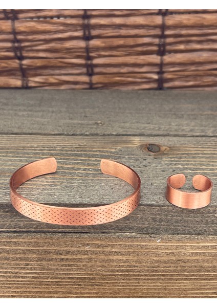 Ayarlanabilir Ölçü Saf Bakır Bileklik Yüzük Seti Bakır Bileklik Bakır Yüzük Set