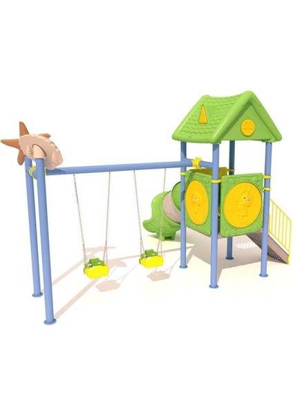 Tüp Kaydıraklı 2 Salıncaklı - Deniz Yıldızı ve Kabuğu Figürlü Çocuk Oyun Parkı Modeli fiyatları