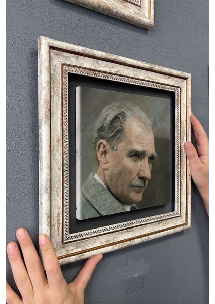30X30 cm Çok Renkli Taşlı Atatürk Portresi Çerçeveli Tablo modelleri