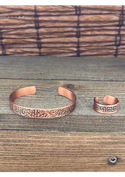 Ayarlanabilir Ölçü Saf Bakır Bileklik Yüzük Seti Bakır Bileklik Bakır Yüzük Set