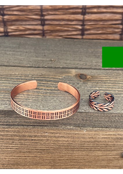 Ayarlanabilir Ölçü Saf Bakır Bileklik Yüzük Seti Bakır Bileklik Bakır Yüzük Set