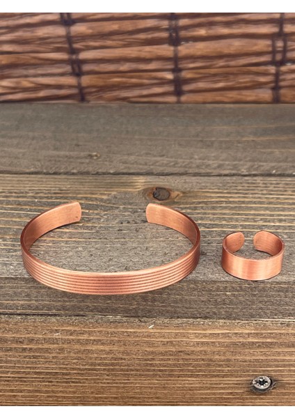 Ayarlanabilir Ölçü Saf Bakır Bileklik Yüzük Seti Bakır Bileklik Bakır Yüzük Set