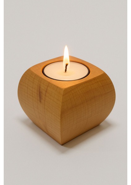 3'lü Ahşap Mumluk Seti, Dekoratif ve Şık Minimal Tasarım, Kahverengi