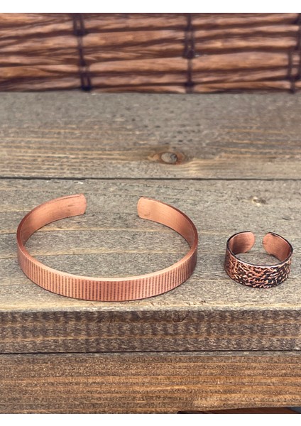 Ayarlanabilir Ölçü Saf Bakır Bileklik Yüzük Seti Bakır Bileklik Bakır Yüzük Set