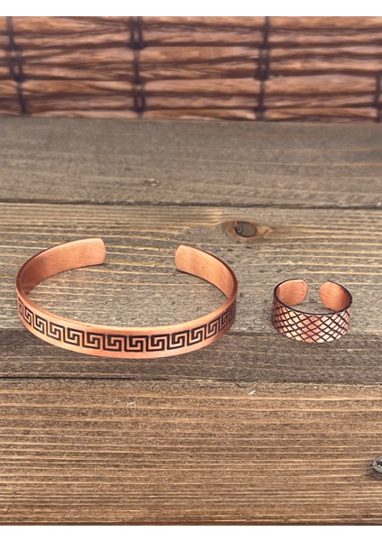 Ayarlanabilir Ölçü Saf Bakır Bileklik Yüzük Seti Bakır Bileklik Bakır Yüzük Set