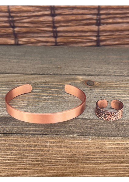 Ayarlanabilir Ölçü Saf Bakır Bileklik Yüzük Seti Bakır Bileklik Bakır Yüzük Set