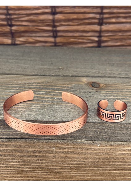Ayarlanabilir Ölçü Saf Bakır Bileklik Yüzük Seti Bakır Bileklik Bakır Yüzük Set