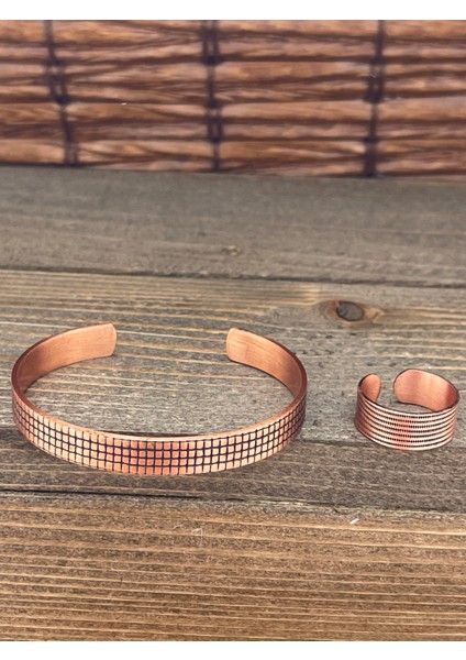 Ayarlanabilir Ölçü Saf Bakır Bileklik Yüzük Seti Bakır Bileklik Bakır Yüzük Set