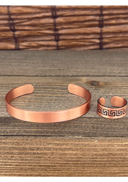 Ayarlanabilir Ölçü Saf Bakır Bileklik Yüzük Seti Bakır Bileklik Bakır Yüzük Set