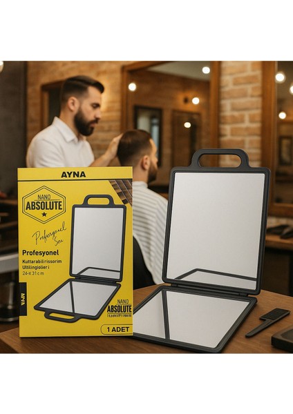 Geniş Açılı Katlanabilir Taşınabilir Berber Aynası, Siyah, Dayanıklı ve Saplı fiyatları