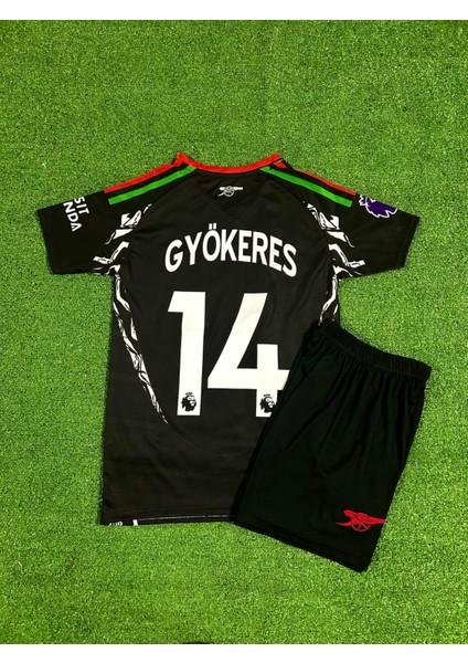 Arsenal 2024/25 Sezonu Viktor Gyökeres Deplasman Çocuk Forması 2'li Set (Black)