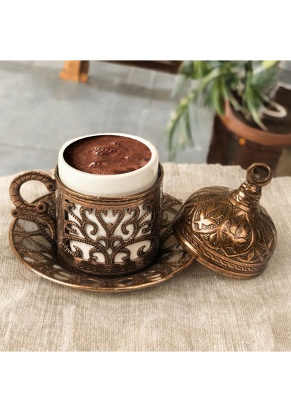 Ahşap Kutulu Iki Fincanlı, Cezveli Bakır Türk Kahvesi Seti fırsatları