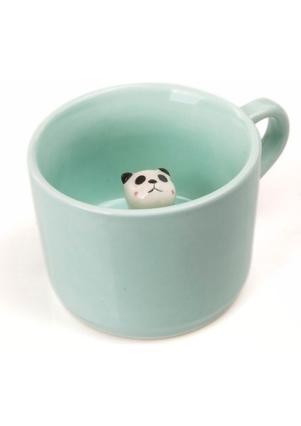 Sevimli Panda Figürlü Porselen Kupa, 230 Ml, Mint Renk, Kahve ve Çay Için Mükemmel indirimleri